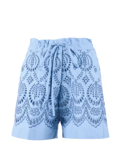 P.a.r.o.s.h Broderie-anglaise Shorts In Blue