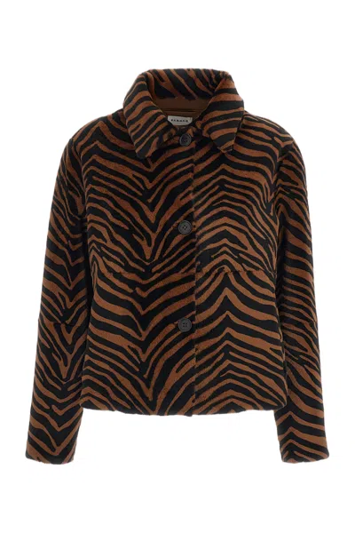 P.a.r.o.s.h Brown Animalier Nappa Leather Jacket In Multi
