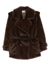 P.a.r.o.s.h Belted Double-breasted Coat In Brown