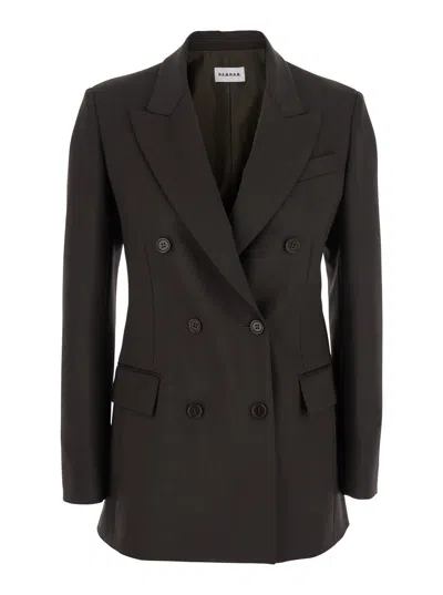 P.a.r.o.s.h Brown Double-breasted Jacket With Notched Revers In Wool Blend Woman In Multi