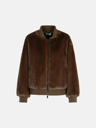 P.a.r.o.s.h Brown Faux Fur Coat