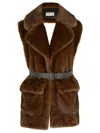 P.a.r.o.s.h . Brown Faux Fur Coat In Brown
