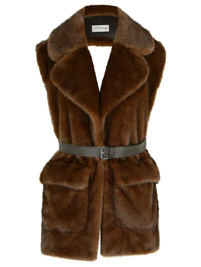 P.a.r.o.s.h . Brown Faux Fur Coat