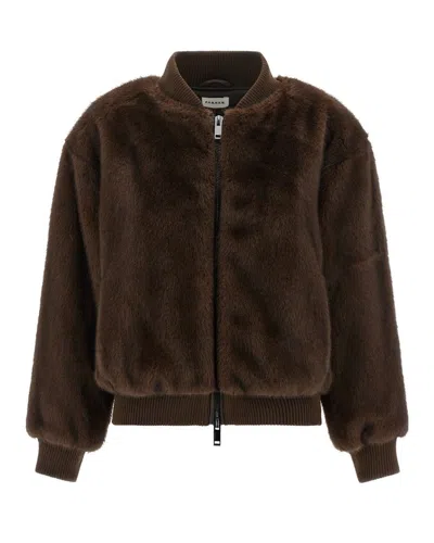 P.A.R.O.S.H BROWN FAUX FUR JACKET