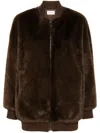 P.a.r.o.s.h Faux-fur Zip-up Coat In Brown