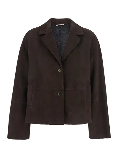 P.a.r.o.s.h Brown Jacket With Classic Revers And Dropped Shoulders In Suede Woman