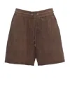 P.a.r.o.s.h Brown Marfa Drawstring Suede Shorts In Brown