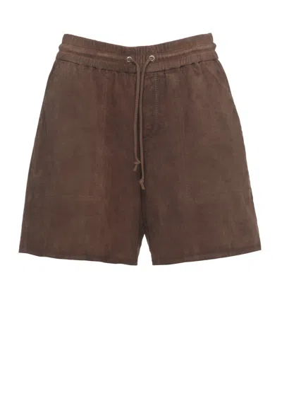 P.a.r.o.s.h Brown Marfa Drawstring Suede Shorts In Multi