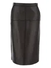 P.a.r.o.s.h Parosh Brown Panelled Midi Skirt In Black
