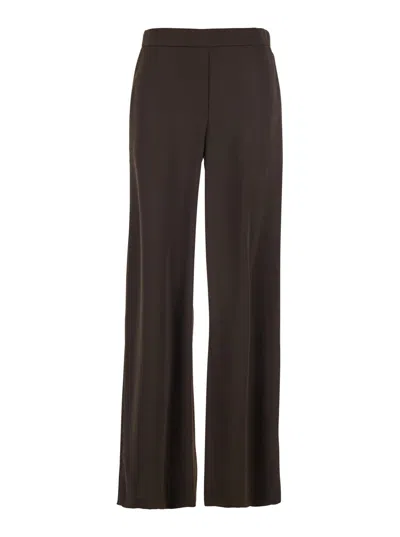 P.A.R.O.S.H BROWN PANTS WITH ELASTIC WAIST AND WIDE LEG IN FABRIC WOMAN