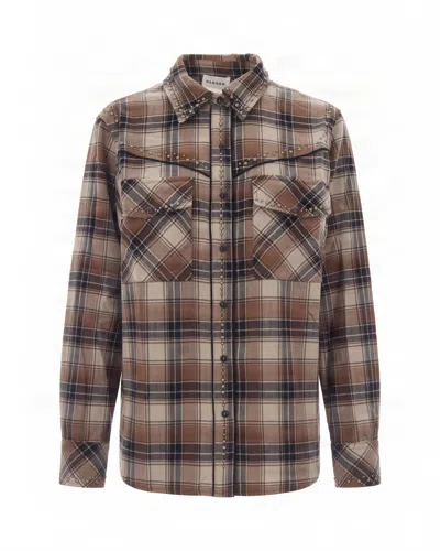 P.a.r.o.s.h Brown Plaid Cotton Long-sleeve Shirt In Multi