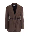 P.a.r.o.s.h Belted Checked-pattern Blazer In Brown