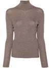 P.a.r.o.s.h Turtle-neck Ribbed-knit Jumper In Brown