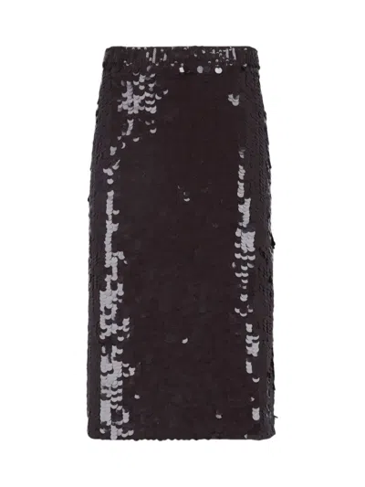 P.a.r.o.s.h High Waisted Sequin Midi Skirt In Brown