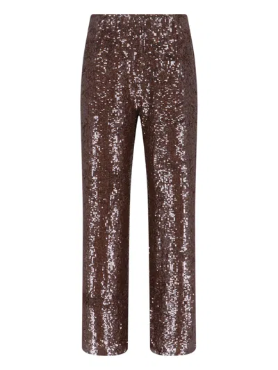 P.A.R.O.S.H BROWN SEQUIN TROUSERS