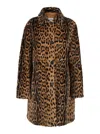 P.a.r.o.s.h . Brown Shearling Jacket With All-over Leopard Print In Multi