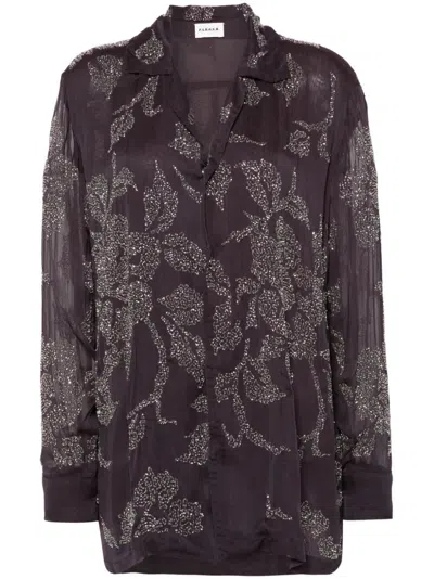 P.a.r.o.s.h Brown Shirt With Rhinestones In Stone