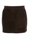 P.a.r.o.s.h Brown Short Skirt With Side Pockets In Suede Woman