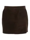 P.a.r.o.s.h Brown Short Skirt With Side Pockets In Suede Woman In Brown