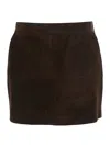 P.a.r.o.s.h Brown Short Skirt With Side Pockets In Suede Woman In Brown
