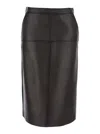 P.a.r.o.s.h Brown Skirt With Hidden Back Closure In Leather Woman In Black