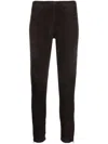 P.a.r.o.s.h Slim-cut Ankle-length Trousers In Goat Suede In Brown