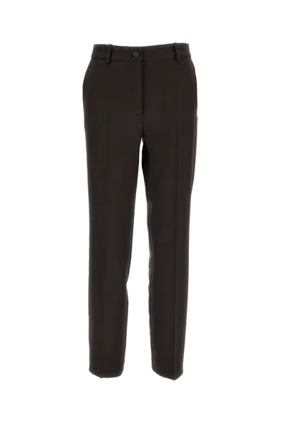 P.a.r.o.s.h Brown Stretch Wool Straight-leg Pants In Black