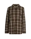 P.a.r.o.s.h Brown Tartan Pattern Cotton Shirt With Sequin Detailing In Animal Print