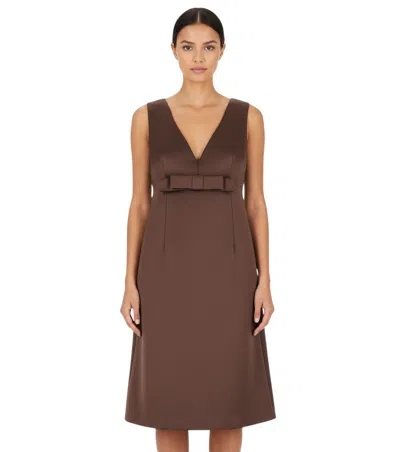 P.a.r.o.s.h Sleeveless Dress V Neck Knee Length Bow In Brown