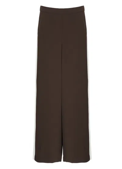P.a.r.o.s.h Brown White Side Details Wide-leg Pants In Black