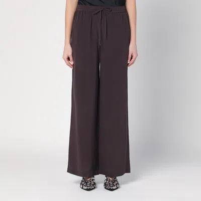 P.A.R.O.S.H PAROSH  BROWN WIDE SILK PANTS