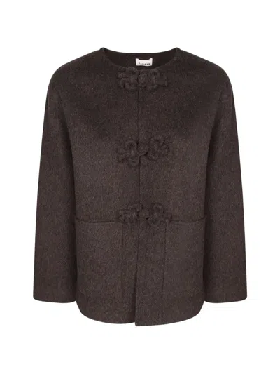 P.a.r.o.s.h Brushed-effect Collarless Coat In Brown