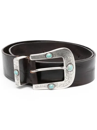 P.a.r.o.s.h Buckle-fastening Leather Belt In Braun