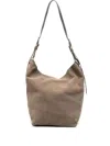 P.a.r.o.s.h Buckle-fastening Suede Shoulder Bag In Neutral