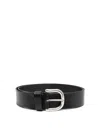 P.a.r.o.s.h Leather Belt With Adjustable Length And Silver-tone Buckle In Black