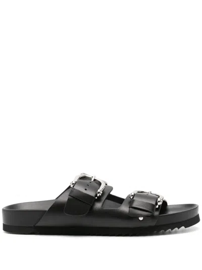 P.a.r.o.s.h Buckled Leather Sandals In Schwarz