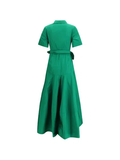 P.a.r.o.s.h Button-fastening Belted Dress In Green