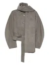 P.a.r.o.s.h Button-fastening Belted Jacket In Gray