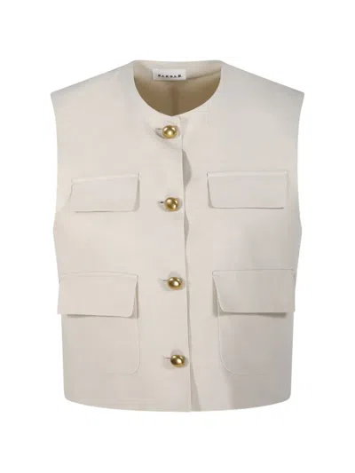P.a.r.o.s.h Parosh Sandcolored Linenblend Waistcoat In White
