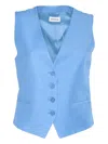 P.a.r.o.s.h Parosh Tailored Blue Waistcoat With Classic V-neckline In Blue