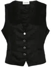 P.a.r.o.s.h Button-up Linen Gilet In Schwarz