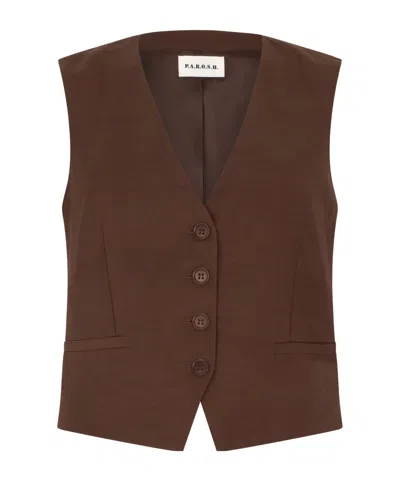 P.a.r.o.s.h Button V-neck Gilet In Brown