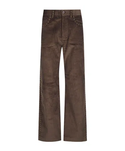 P.a.r.o.s.h Connor Wide Leg Corduroy Cotton Wide-leg Pants In Brown