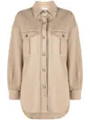 P.a.r.o.s.h Buttoned Denim Jacket In Nude