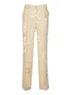P.a.r.o.s.h Buttoned Fitted Floral Trousers In Burro