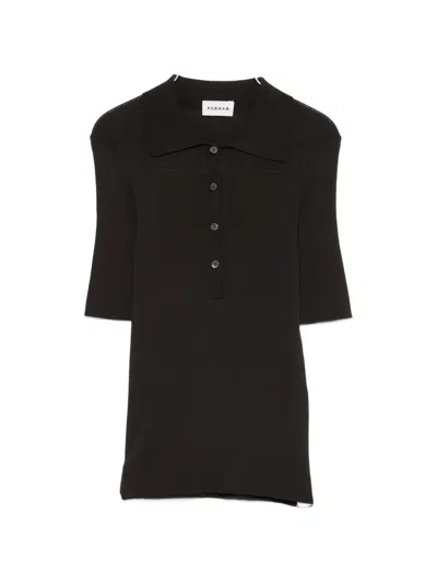 P.a.r.o.s.h Buttoned Knitted Polo Shirt In Black