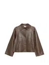 P.a.r.o.s.h Buttoned Leather Jacket In Brown