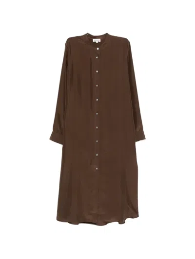 P.a.r.o.s.h Buttoned Midi Dress In Brown