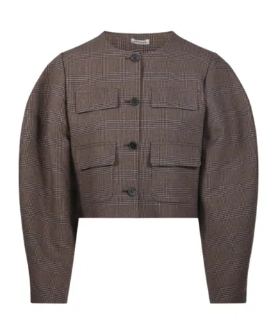 P.a.r.o.s.h Button-front Long-sleeve Casual Jacket In Brown