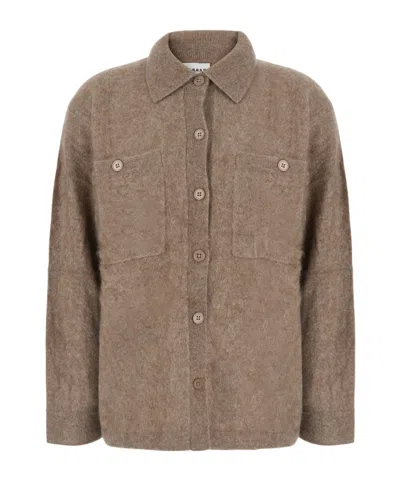 P.a.r.o.s.h Button-front Long-sleeve Wool Cardigan In Brown